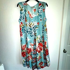 Orientique Naturally Australian Sleeveless Loose Lagenlook Art Wear Dress Sz 18